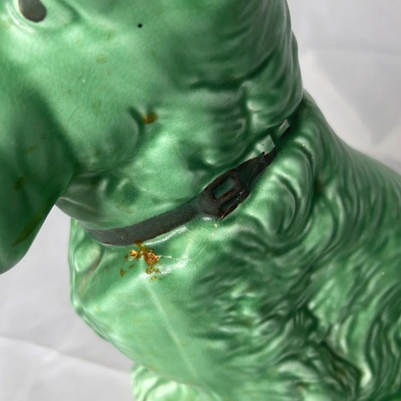 VINTAGE Sylvac Green Terrier Sitting Dog Figurine Made in England * Damaged  * - Picture 2 of 16